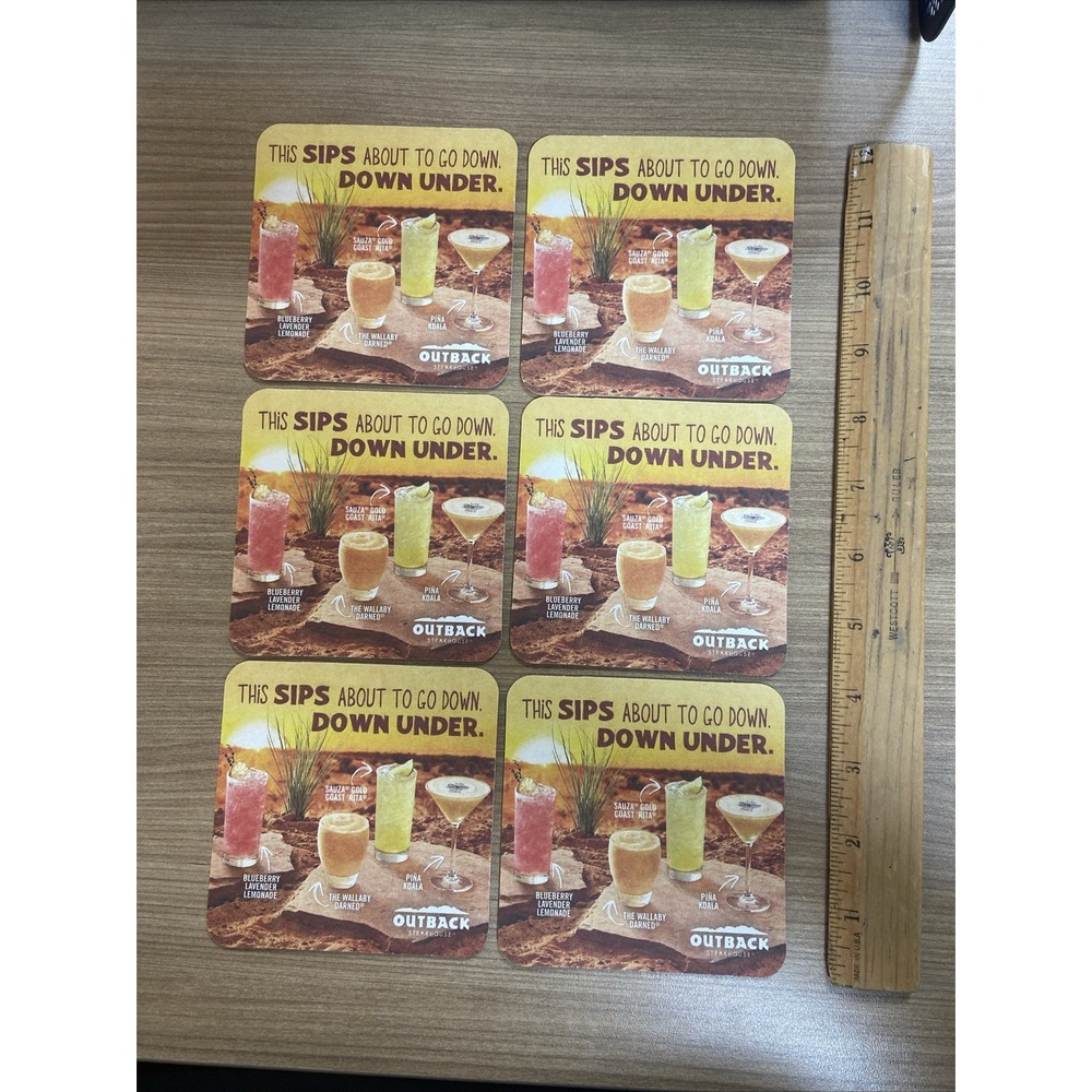 Paper‎ Cardboard Drink Cocktail Coasters Outback Steak House Lot Of 6 Six